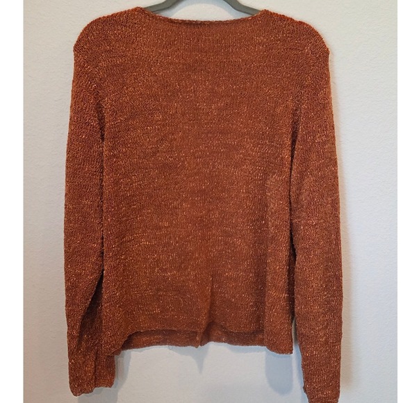 Rust Brown Floral Embroidered Knit Cardigan Boho Fall Vintage Vibe Size Medium - Picture 8 of 8